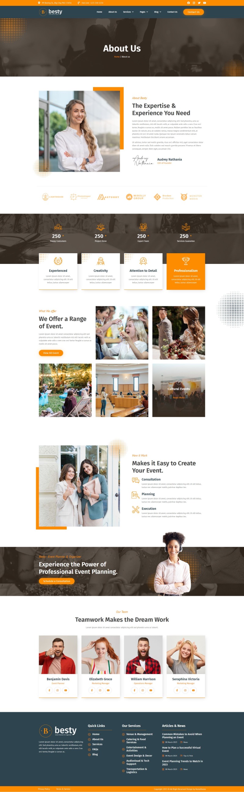 Besty Event Planner & Organizer Elementor Template Kit by Rometheme